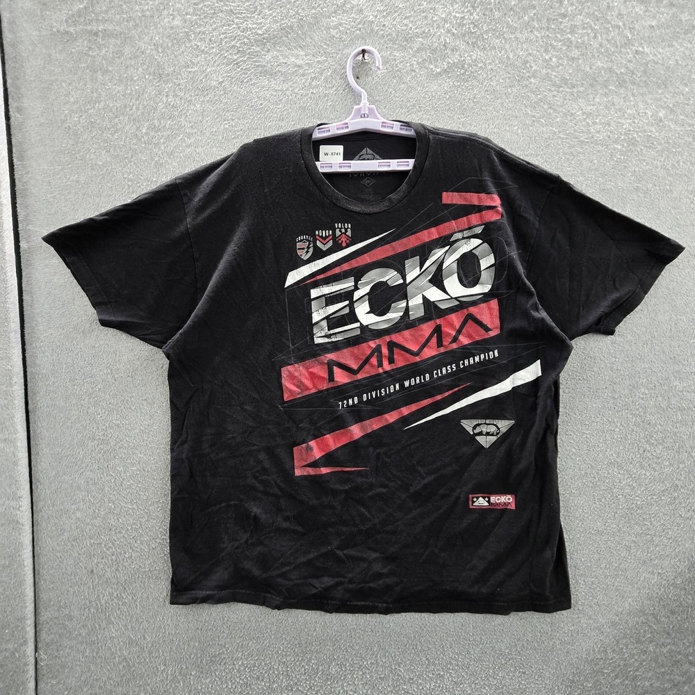Ecko Unltd Men Shirt 2XL Black Graphic Ecko MMA Activewear Logo Short Sleeve